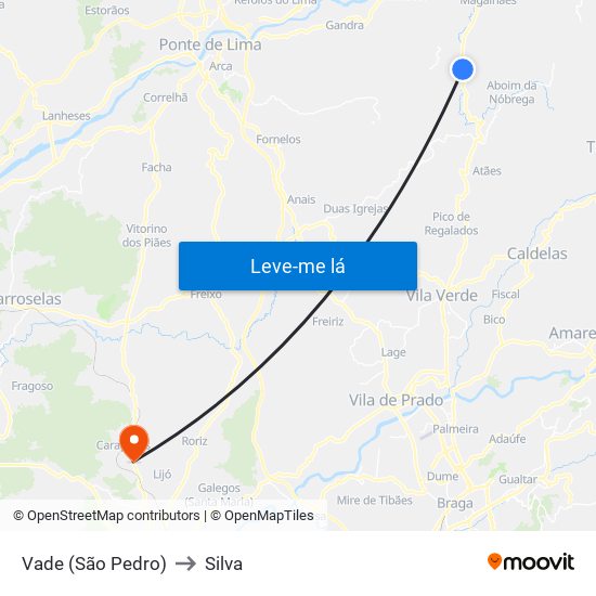 Vade (São Pedro) to Silva map