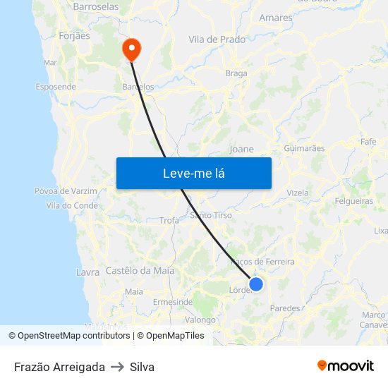 Frazão Arreigada to Silva map