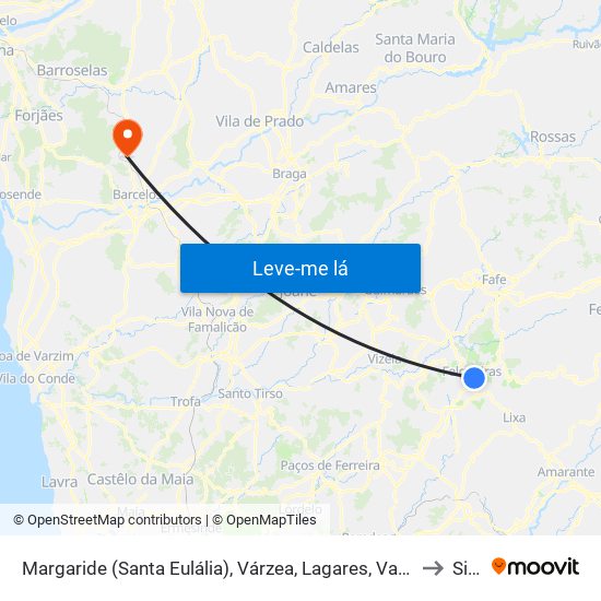Margaride (Santa Eulália), Várzea, Lagares, Varziela e Moure to Silva map