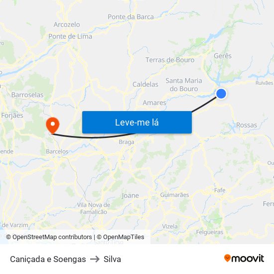 Caniçada e Soengas to Silva map