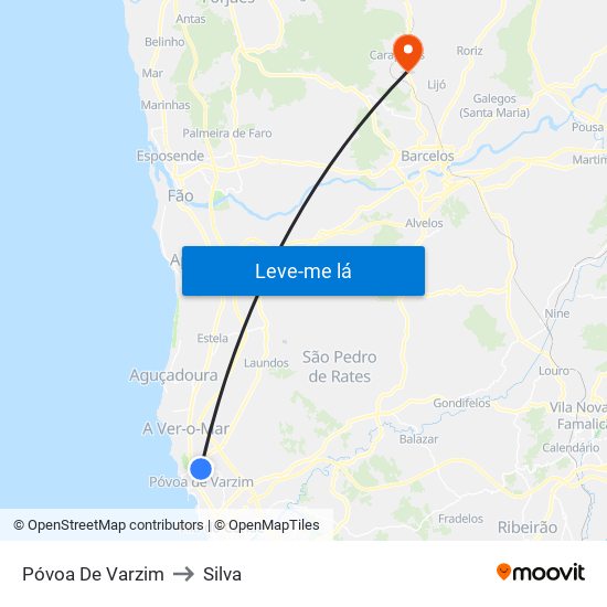 Póvoa De Varzim to Silva map