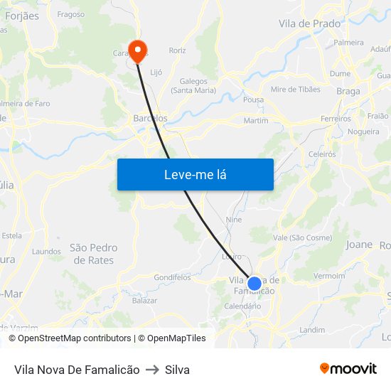 Vila Nova De Famalicão to Silva map