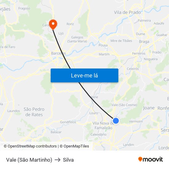 Vale (São Martinho) to Silva map