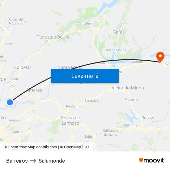 Barreiros to Salamonde map