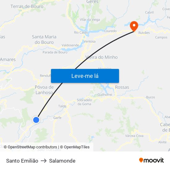 Santo Emilião to Salamonde map