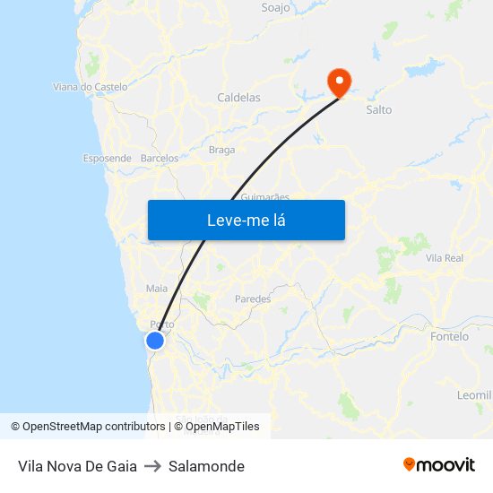 Vila Nova De Gaia to Salamonde map