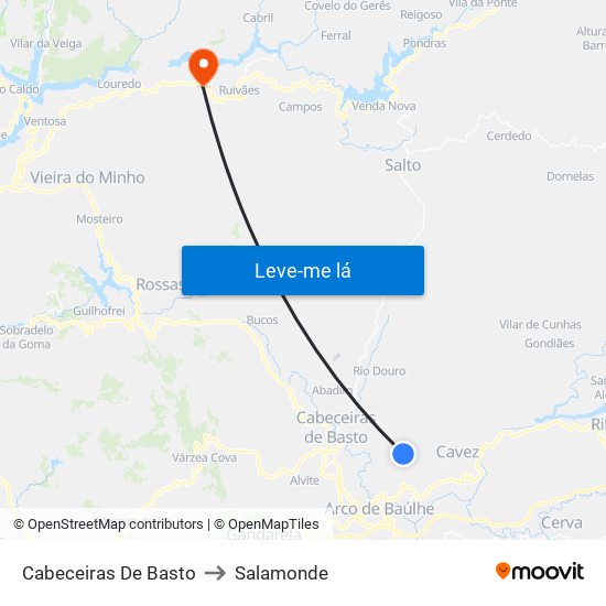 Cabeceiras De Basto to Salamonde map