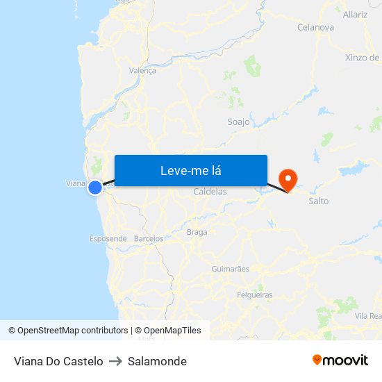 Viana Do Castelo to Salamonde map