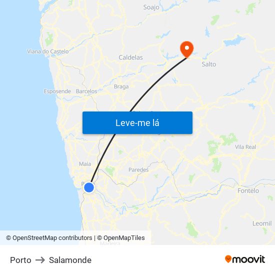 Porto to Salamonde map