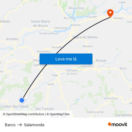 Barco to Salamonde map