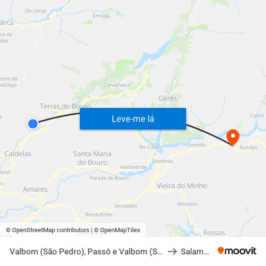 Valbom (São Pedro), Passô e Valbom (São Martinho) to Salamonde map