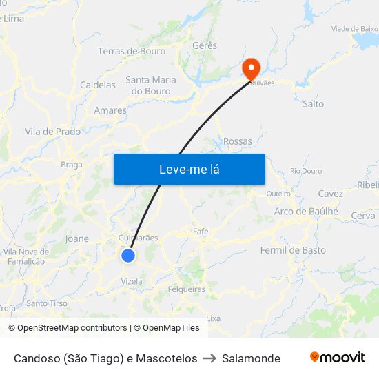 Candoso (São Tiago) e Mascotelos to Salamonde map