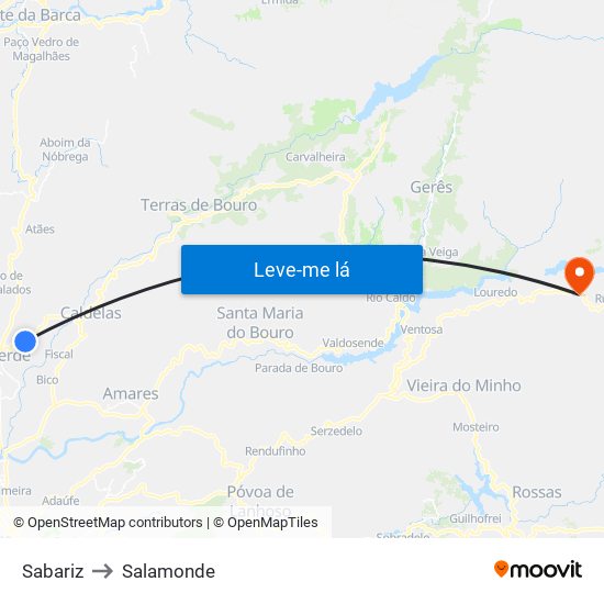 Sabariz to Salamonde map