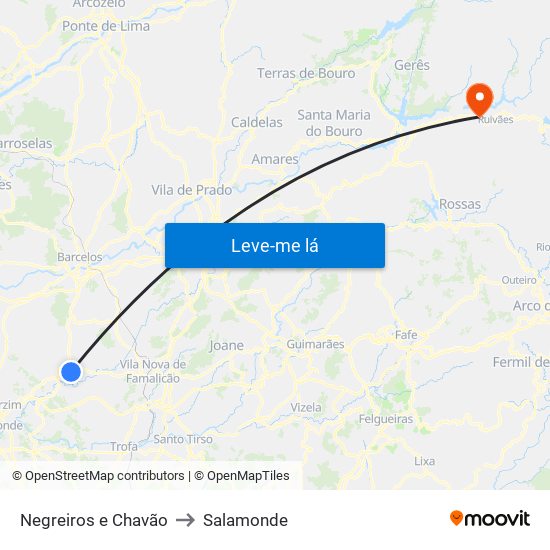 Negreiros e Chavão to Salamonde map