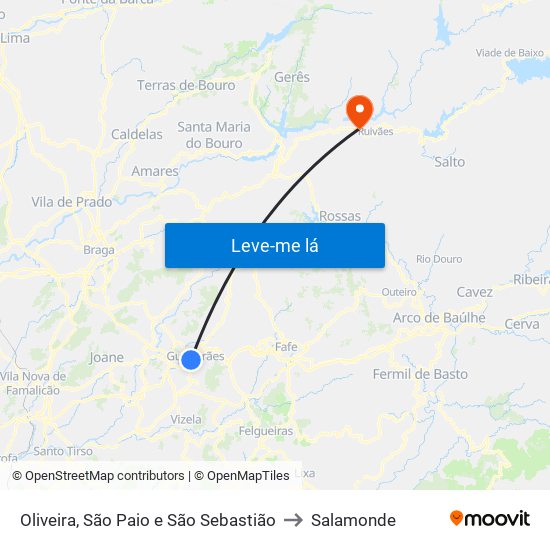 Oliveira, São Paio e São Sebastião to Salamonde map