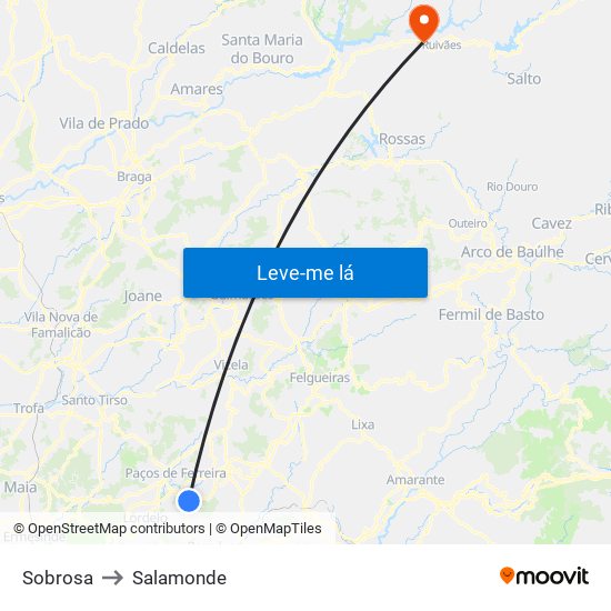 Sobrosa to Salamonde map