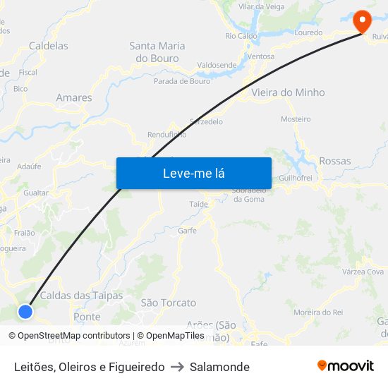 Leitões, Oleiros e Figueiredo to Salamonde map