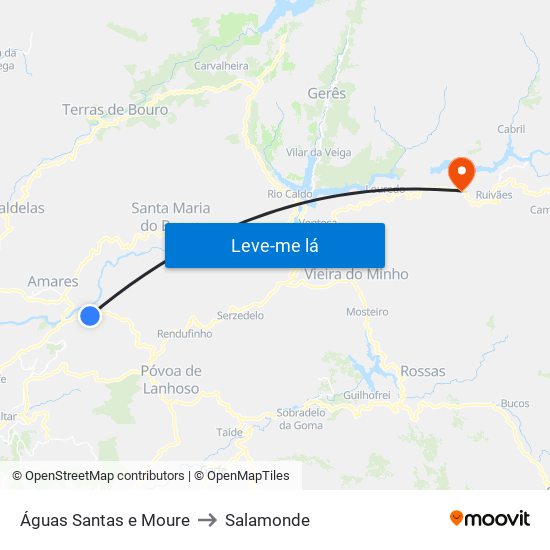 Águas Santas e Moure to Salamonde map