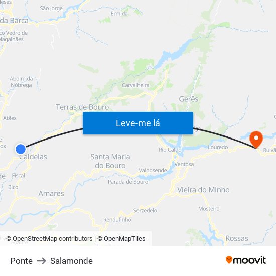 Ponte to Salamonde map