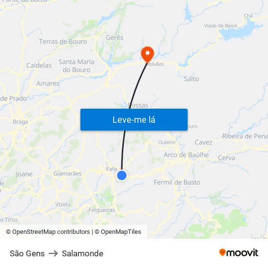 São Gens to Salamonde map