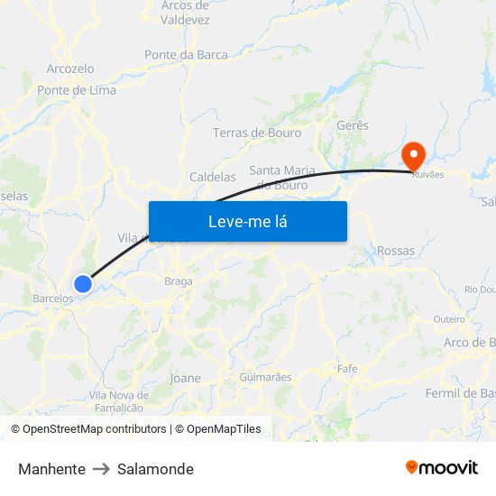 Manhente to Salamonde map