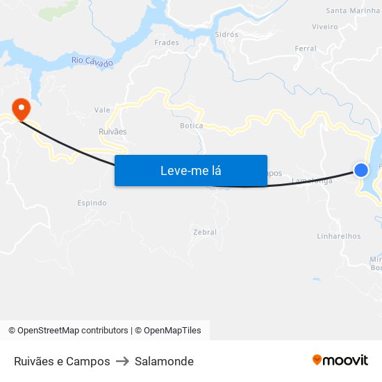 Ruivães e Campos to Salamonde map