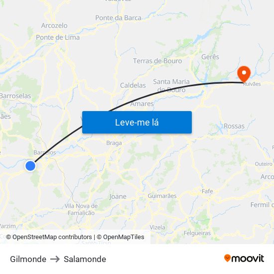 Gilmonde to Salamonde map
