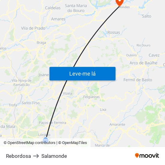 Rebordosa to Salamonde map