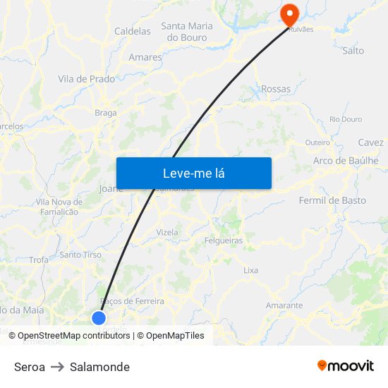 Seroa to Salamonde map