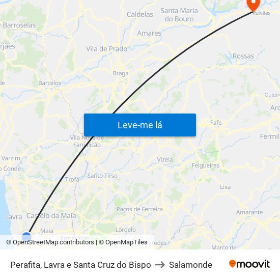 Perafita, Lavra e Santa Cruz do Bispo to Salamonde map