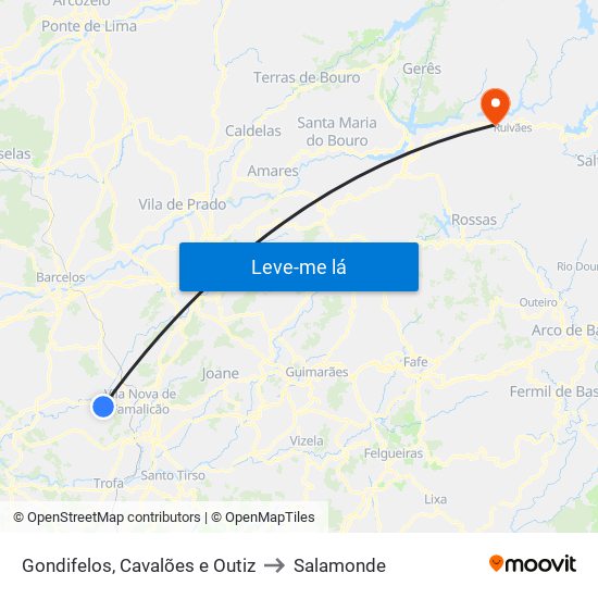 Gondifelos, Cavalões e Outiz to Salamonde map