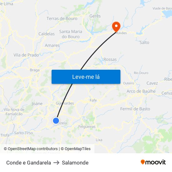 Conde e Gandarela to Salamonde map