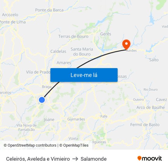 Celeirós, Aveleda e Vimieiro to Salamonde map