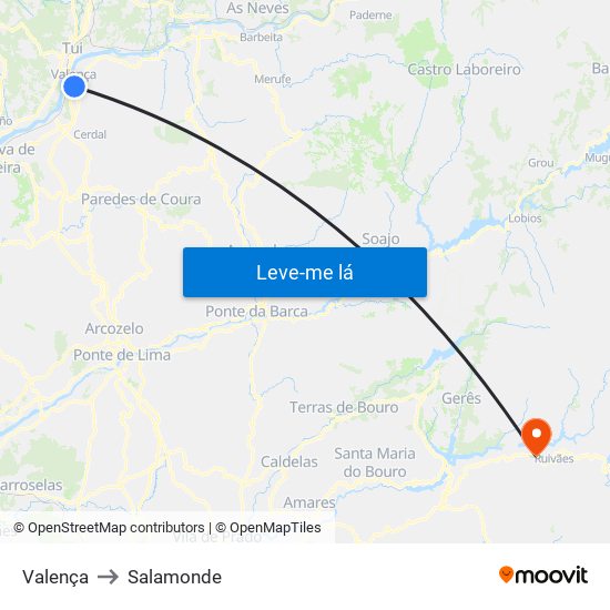 Valença to Salamonde map