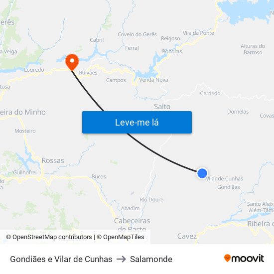 Gondiães e Vilar de Cunhas to Salamonde map