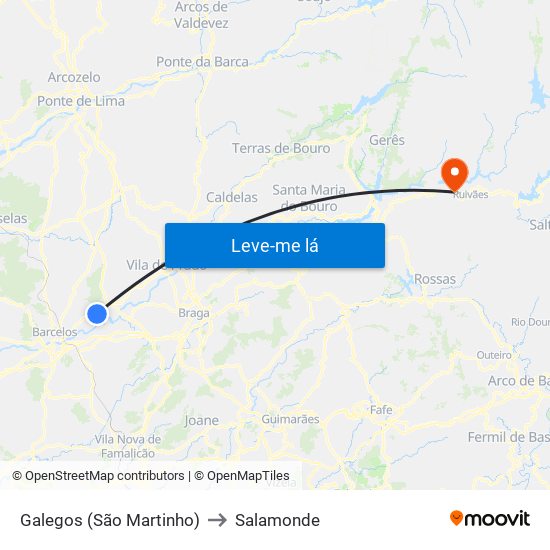 Galegos (São Martinho) to Salamonde map