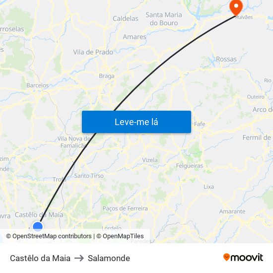 Castêlo da Maia to Salamonde map