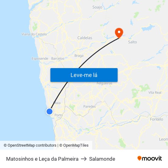 Matosinhos e Leça da Palmeira to Salamonde map