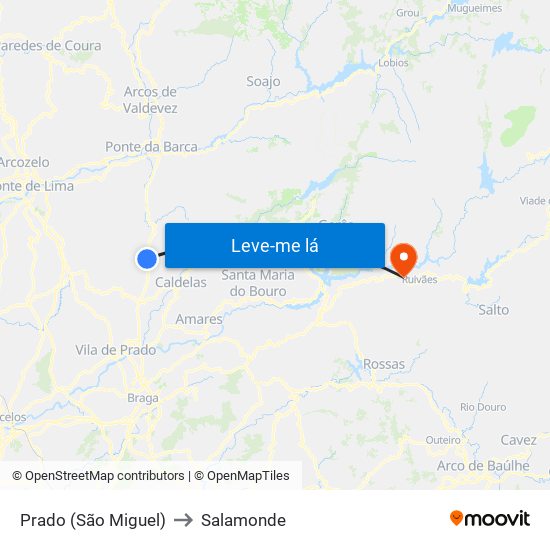 Prado (São Miguel) to Salamonde map