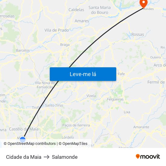 Cidade da Maia to Salamonde map