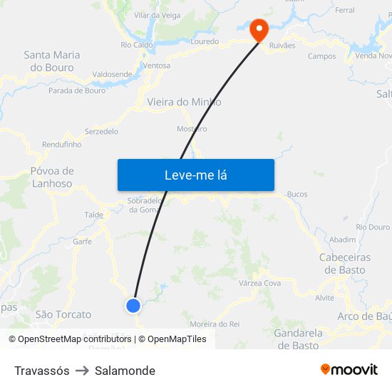 Travassós to Salamonde map