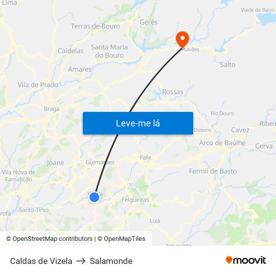 Caldas de Vizela to Salamonde map