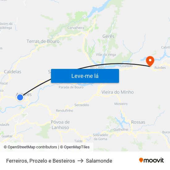 Ferreiros, Prozelo e Besteiros to Salamonde map