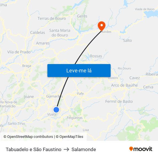 Tabuadelo e São Faustino to Salamonde map