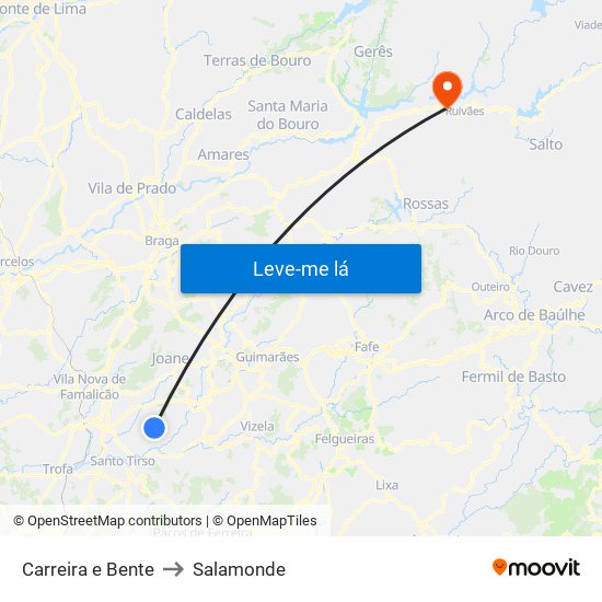 Carreira e Bente to Salamonde map