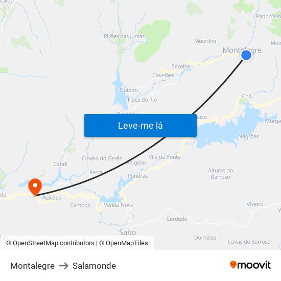 Montalegre to Salamonde map