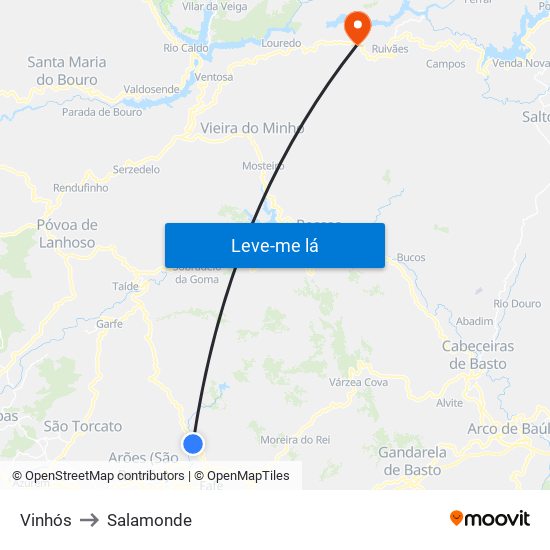 Vinhós to Salamonde map