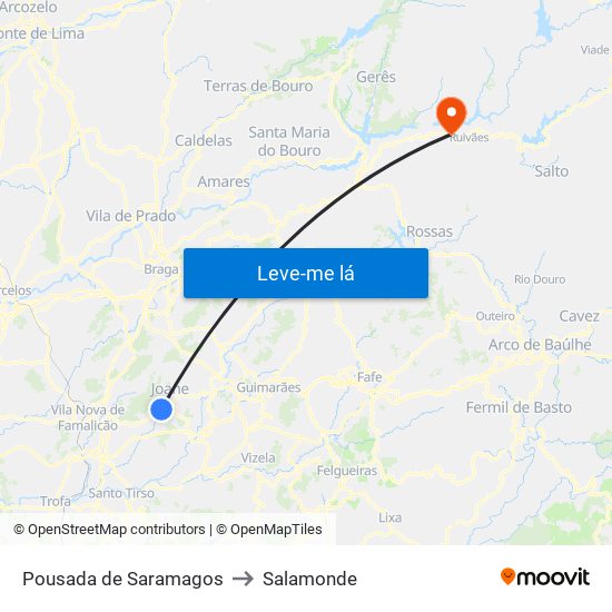 Pousada de Saramagos to Salamonde map