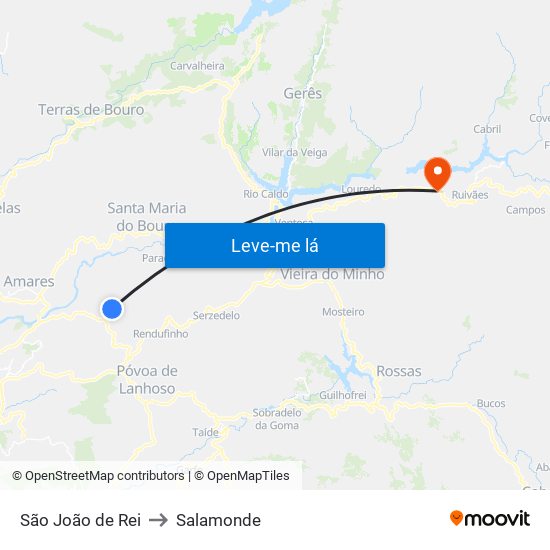 São João de Rei to Salamonde map