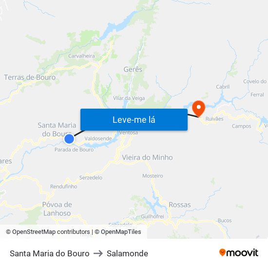 Santa Maria do Bouro to Salamonde map